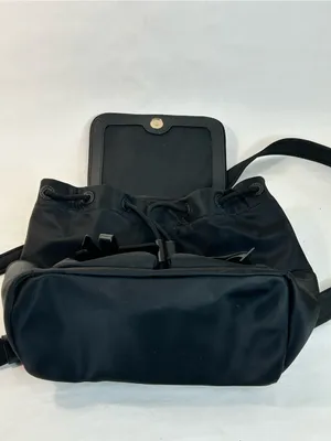 Kate Spade New York Carly Flap Drawstring Backpack in Black Technical Nylon thumbnail 15