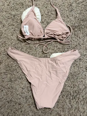 Gianni Bini Rosette Mauve/Nude 2 Piece Bikini Size M thumbnail 2