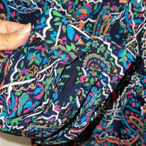 Anthropologie Maeve Women’s Paisley Long Sleeve V-Neck Dress Maplewood Blue Smal thumbnail 8