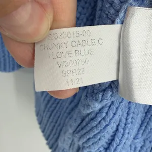 Banana Republic Love Blue Cable Knit Open Cardigan 100% Cotton Women's L thumbnail 6