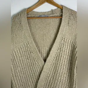 Zara Women’s Chunky Knit Wool Blend Longline Cardigan Sweater Oversized Sz S thumbnail 9
