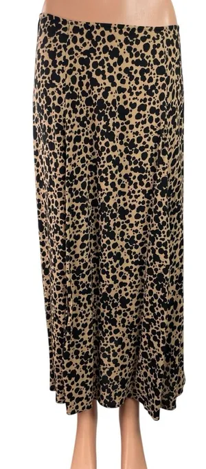 Reformation Layla Spotted Beige Black High Waist Flare Straight Midi Skirt Sz 8 thumbnail 1