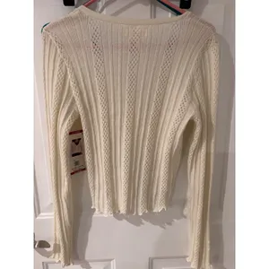 Aeropostale Y2K Cropped Cardigan Sweater Cream XL Button‎ Front Textured Knit thumbnail 4