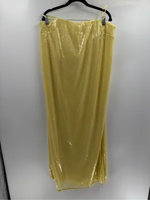 Staud yellow sequined gown wedding guest strapless party event Casey dress sz 16 thumbnail 2