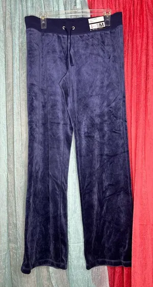 New York & Company Dark Blue Velvet Joggers thumbnail 1
