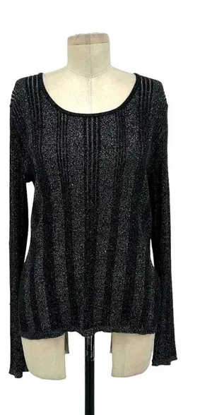 Harley Davidson Metallic Silver Black Ribbed‎ Knit Pullover Sweater Size XL thumbnail 1