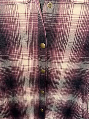 Carhartt Hubbard Sherpa Lined Burgundy and Cream Plaid Snap-Front Jacket thumbnail 4