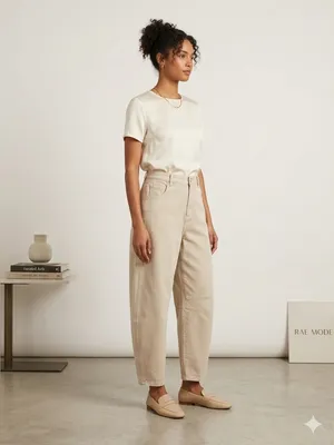 Rae Mode cotton twill barrel ankle pants Tan size Large thumbnail 10