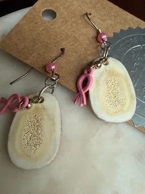 Old Cowboy Hoops & Loops caribou antler breast cancer awareness earrings thumbnail 2
