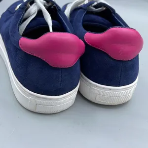 1901 Women’s size 9 dark blue suede shoes with pink trim. thumbnail 5