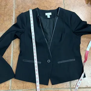 ‎Loft Leather Trimmed Black Blazer Size M thumbnail 9