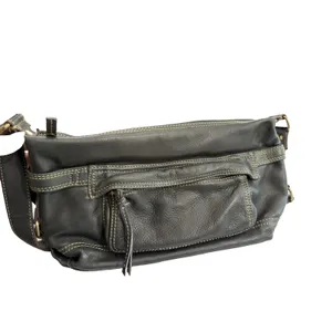Vintage Fossil Black Leather Multi-Pocket Shoulder Bag Y2K Satchel thumbnail 2