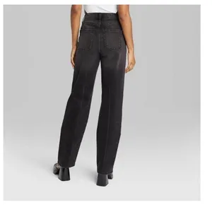 Women's Wild Fable High-Rise Straight‎ Jeans Black Wash Size 4/32" NWT thumbnail 3