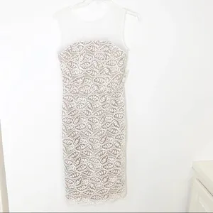NWT DRESS THE POPULATION Tegan Lace Midi Dress White Size XS thumbnail 4