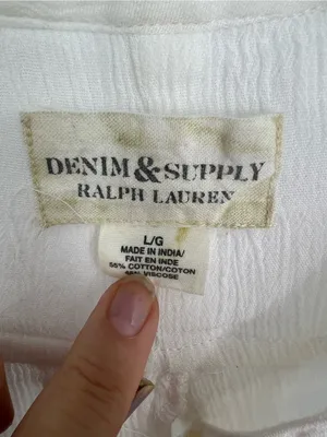 Denim & Supply Ralph Lauren White Viscose Button Down Overshirt Shirt Size L thumbnail 8
