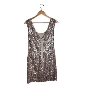 Guess Sleeveless Dress Champagne Gold Size 10 Sequins Sparkling Elegant Club thumbnail 4