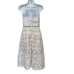 Lulus White Floral Lace Midi Dress Nude Lining Sweetheart JMD4423 Small thumbnail 3