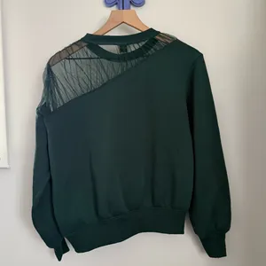 Anthropologie Maeve XS‎ Sheer-Shoulder Pullover Knit Top Green Holiday Evening thumbnail 2