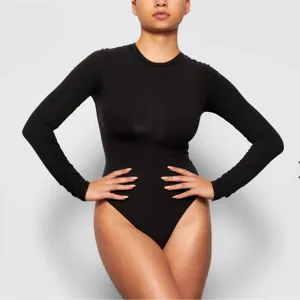 SKIMS Fits Everybody (B13) NWT Long Sleeve Crew Neck Bodysuit Onyx M thumbnail 3