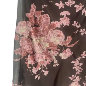 Connected Y2k Pink‎ Brown Fairy Beaded Floral Tiered Chiffon Midi Dress thumbnail 3