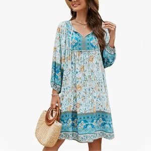 Bluetime Floral Boho Dress Blue Medium NWT thumbnail 3