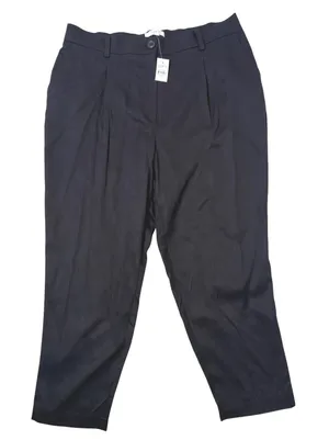 Loft Pleated Ankle Pants Womens 14 Black Elastic Back Tapered Academia Office thumbnail 1