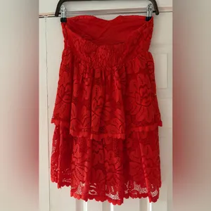 Maeve Anthropologie Strapless Red Lace Dress Size XS‎ EUC thumbnail 5