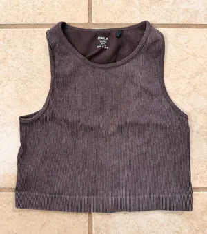 Only Brown Ribbed Seamless Crop Top thumbnail 1