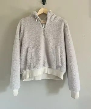 Lululemon Size 10 Oh So Sherpa Half Zip Soft Fleece Hoodie White Pullover thumbnail 1