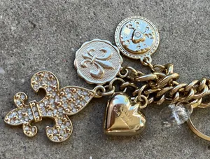 Kathy Van Zeeland Heart Charms Purse Charm Bag Luggage Gold Tone thumbnail 1
