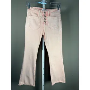 Vervet Pink Cropped Jeans Button Fly‎ Patch Pocket Raw Hem Barbiecore 24 thumbnail 2