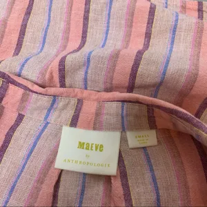 Anthropologie Maeve Lisa striped linen blend top‎ Sz S thumbnail 7
