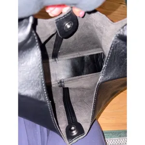 Black slouchy vegan leather shoulder bag with an unstructured, triangular hobo d thumbnail 4