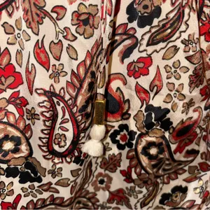 Cato Paisley Floral Tassel pocket v neck dress metallic cream red size‎ medium thumbnail 3