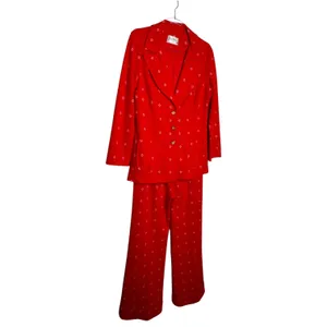 1980s Fire Islander Red Nautical Knit Pant Suit Set Small thumbnail 10