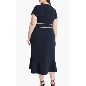 Maggy London Navy Blue Belted Wrap Dress Short Sleeve Size 18. NEW! thumbnail 3