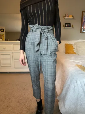H&M Plaid Trousers with Belt thumbnail 4