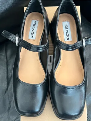 Steve Madden Black Mary Jane Flats with Strap thumbnail 1
