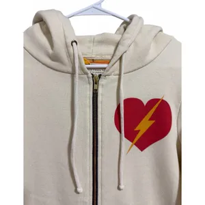 Aviator Nation Bolt Heart Zip Hoodie Vintage White Size‎ Small thumbnail 3