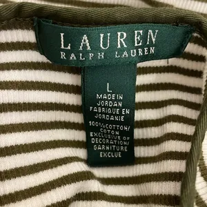 Lauren Ralph Lauren Brown Striped Henley womens Size Large Cotton Equestrian thumbnail 8