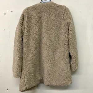 Lush Womens Beige Faux Fur Long Sleeve Coat thumbnail 4