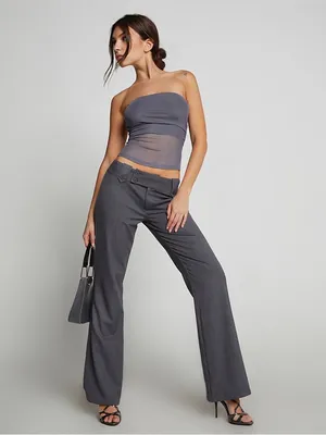 Tiger Mist Gray Sheer Strapless Top thumbnail 6