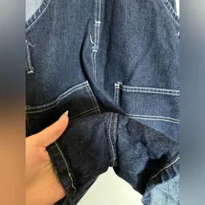 American Vintage Vintage 90s Anchor Blue Denim Short Overall Sz‎ Large Dark Wash Shortall thumbnail 5