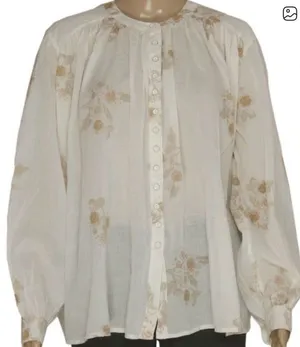 99. Free People Don't Look Back Button down floral blouse oversized small thumbnail 1