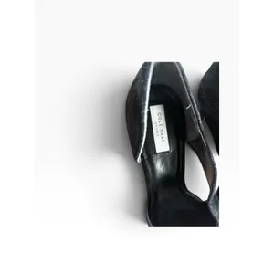Cole Haan Bethany Open Toe Pump 7 Black Suede d'Orsay Stiletto Heels thumbnail 7