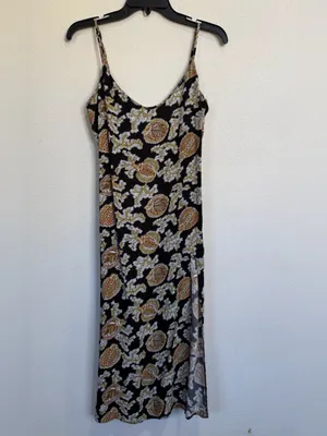Reformation Floral Paisley Midi Dress High Side Slit Boho Slip Dress 0 thumbnail 2