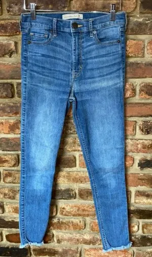 Aeropostale Abercrombie Denim Raw Hem Skinny Jeans Women's Size 0 thumbnail 1