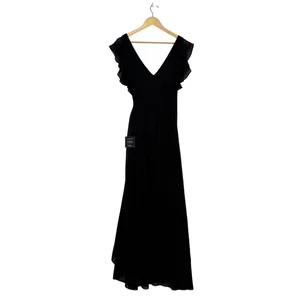 Lulus Ravishing Charm Maxi Dress Size Small‎ Black Ruffled Wrap High Low NWT thumbnail 5