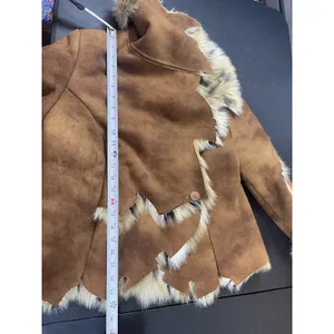 Loft Y2K Mechant Vegan Fur Suede Coat Brown Short Length Mob Wife Penny Lane M thumbnail 5