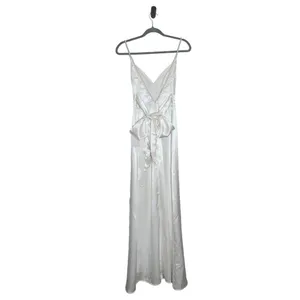 Lulus White Satin Wedding Dress with Pearl Straps NWT Size XS thumbnail 3